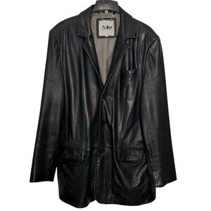 Adler NZ Lambskin Black Leather Jacket Blazer Lined Button Coat Mens Size 46